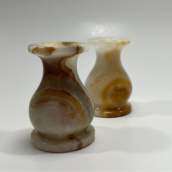 Vintage Natural Onyx Candle Holder Set of 2 - Picture 4 of 6